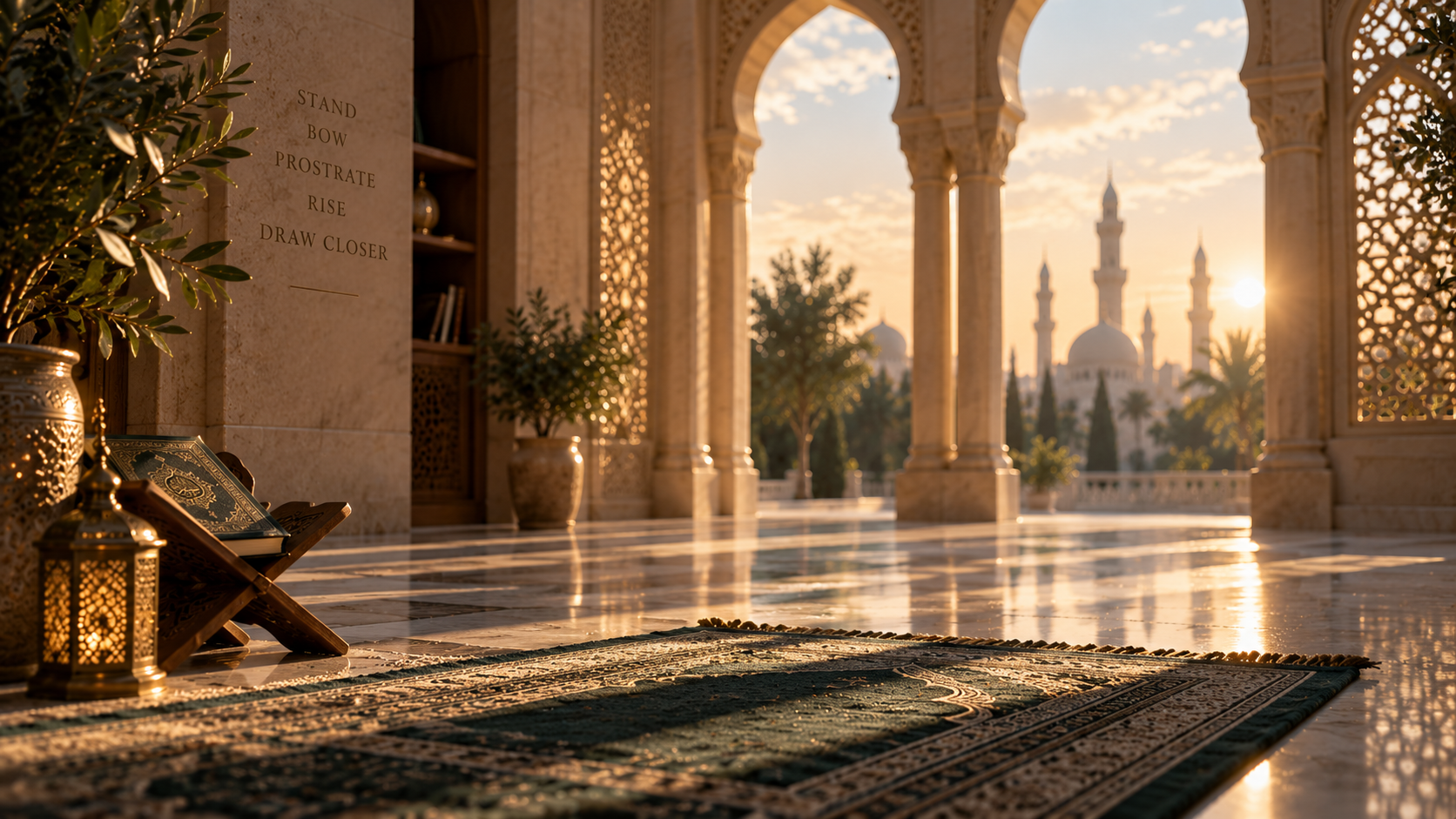 Quiet prayer space with a prayer rug